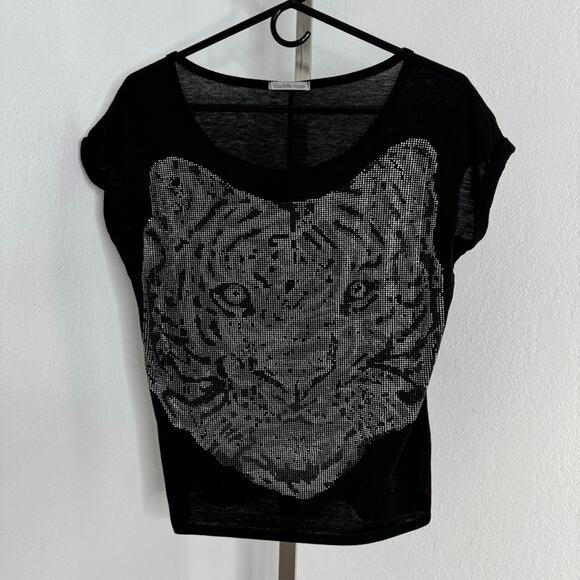 Y2K Rhinestone Tiger Shirt Black Indie Sleaze - Picture 2 of 6